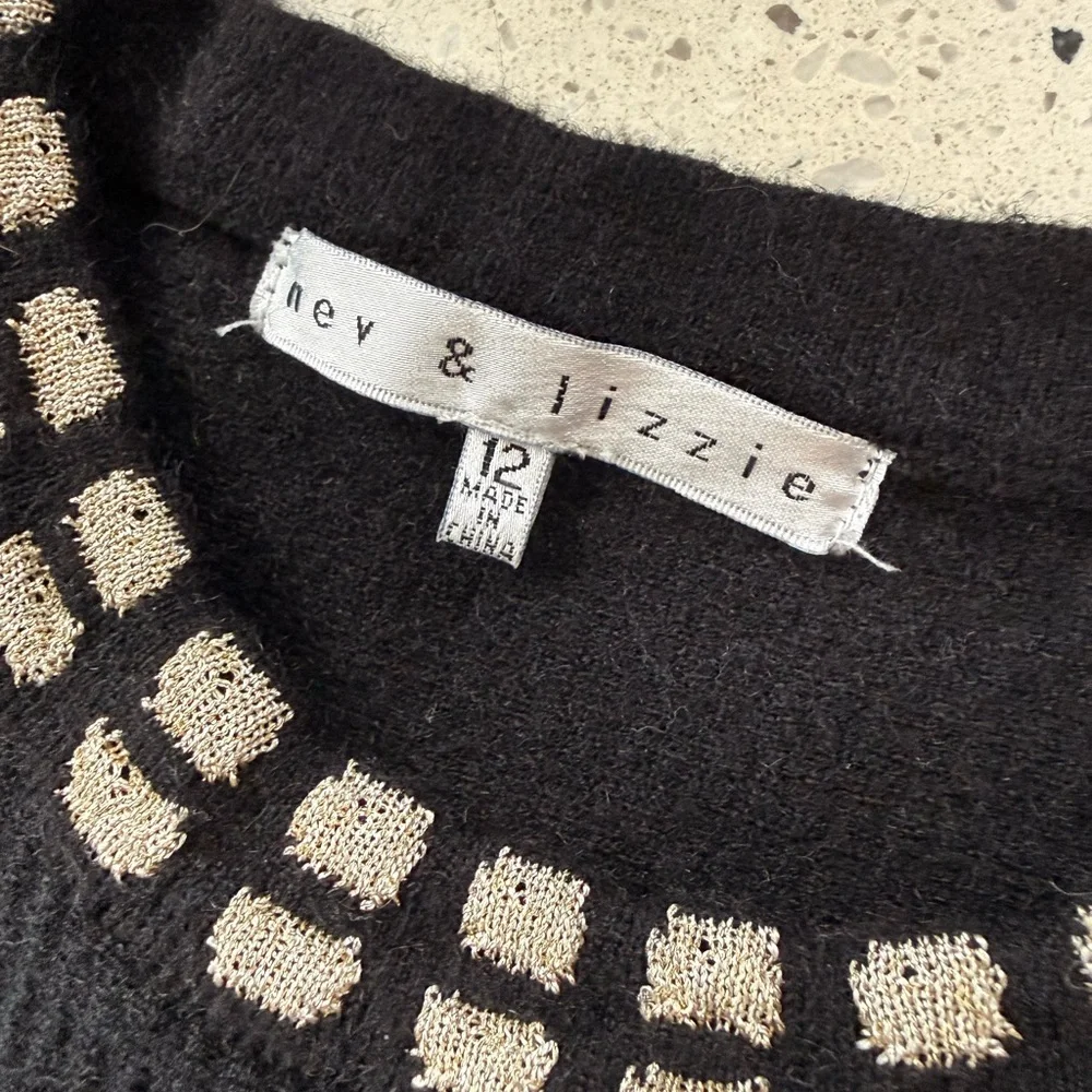 Elegant Black and White Kids Sweater Skater Dress